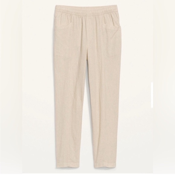 Old Navy High Rise Crop Pants Flax Linen Blend Pull On Size XL NWT - Picture 2 of 12